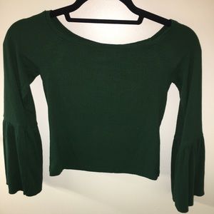 Emerald green bell sleeve shirt